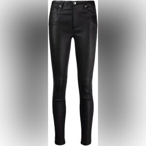 IRO Lamb Leather High Rise Skinny Pant in Black Sz 36 euro